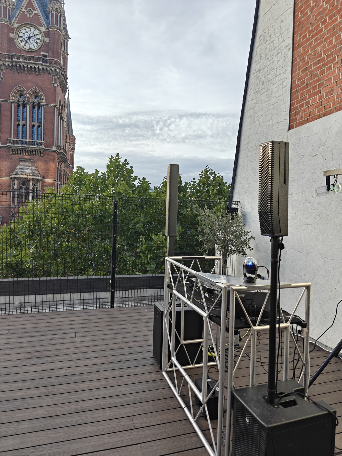 Rooftop setup with St Pancras view